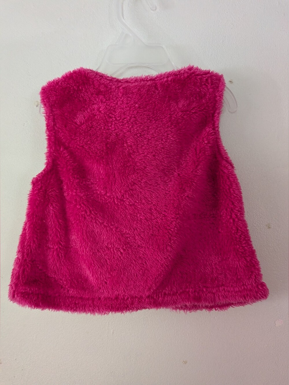 Hot Pink Fucsia Fuzzy Plush Vest with Light Pink Roses - Picture 3 of 3